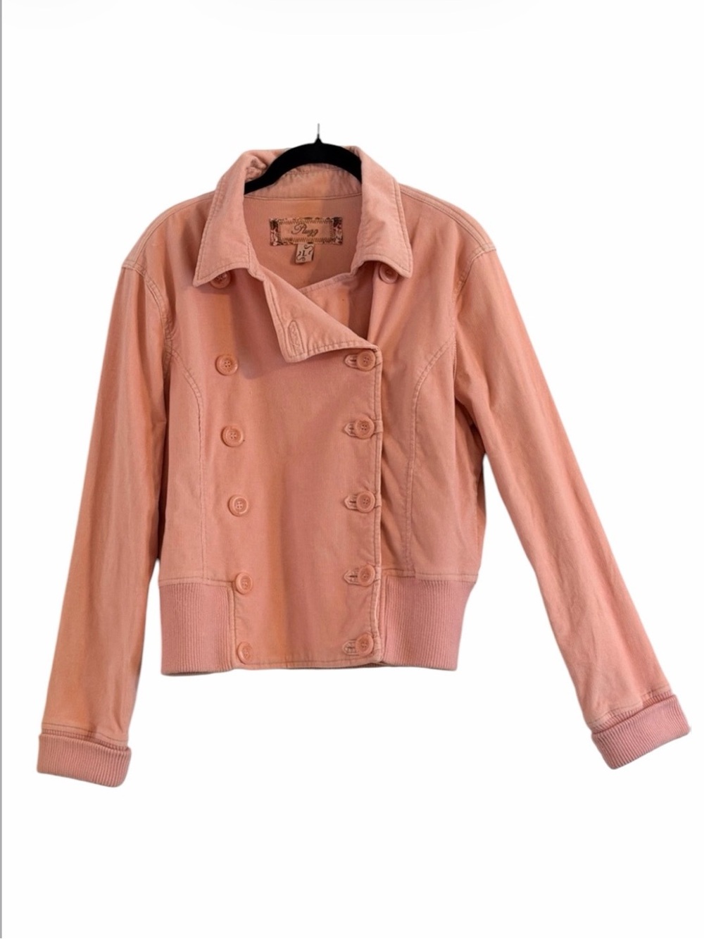 Plugg Vintage Y2K Pink Corduroy Double Breasted Bomber Jacket Size L